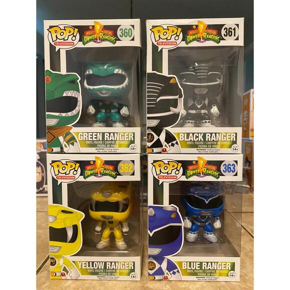 Funko Pop! Mighty Morphin Power Rangers Set #360 thru #363 with Soft Protectors